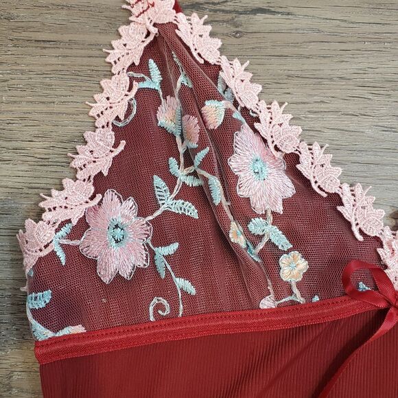 Y2K Fairy Babydoll Maxi Slip Dress M Embroidered Sheer Mesh Dainty Coquette - Picture 5 of 13